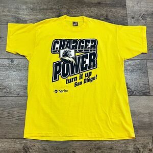 Vintage 90s San Diego Chargers Power Single Stitch Made in USA T-Shirt Men's XL